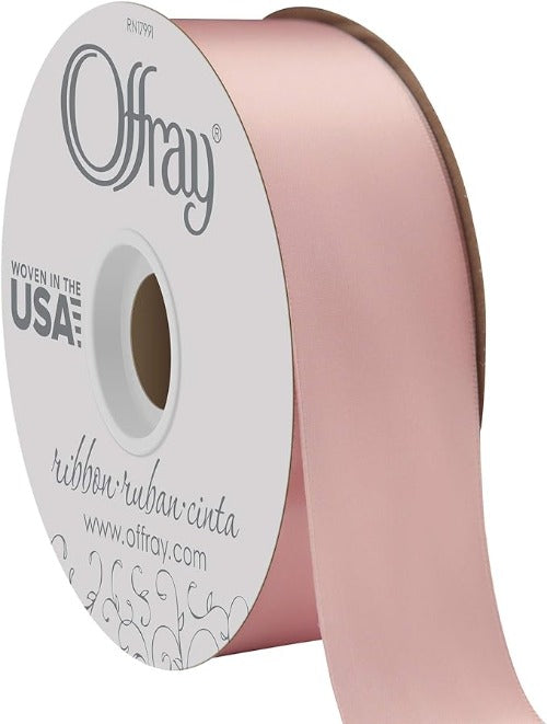 Offray double faced satin ribbon blush pink. size. 1.5'' x 50 yards