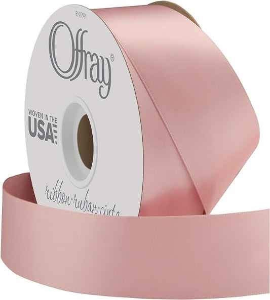 Offray double faced satin ribbon blush pink. size. 1.5'' x 50 yards