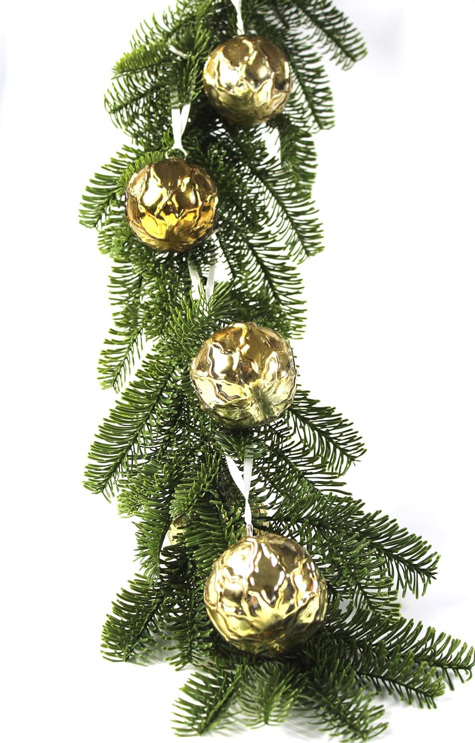 Mercury Glass Ornaments - Size 3 Inches - in a Set of 6 Ornaments. Handcrafted (Embosed Gold)