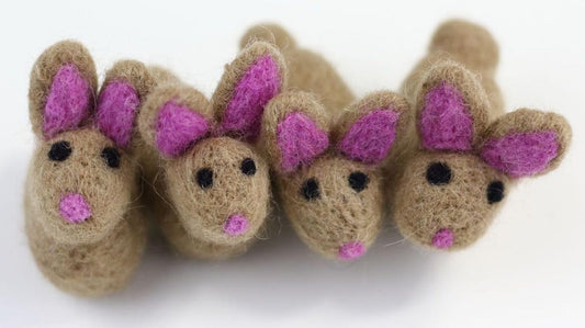 Wool Felt Decor for Spring Handcrafted in Nepal Made from 100% Sheep Wool from New Zealand (Brown Bunny Pk/4)