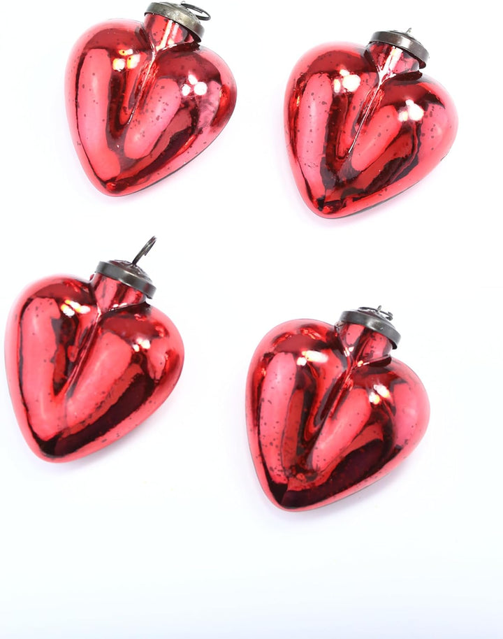 Mercury Glass Ornaments - Size 3 Inches - in a Set of 12 Ornaments. Handcrafted (3In Red Heart Set of 4)