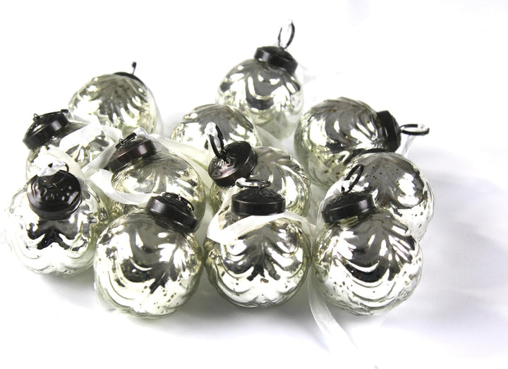 2In Antique Glass Ornaments Sets of 12 Ornaments (Shiny Silver)