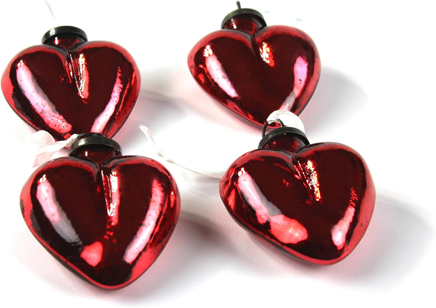 Mercury Glass Ornaments - Size 3 Inches - in a Set of 12 Ornaments. Handcrafted (3In Red Heart Set of 4)