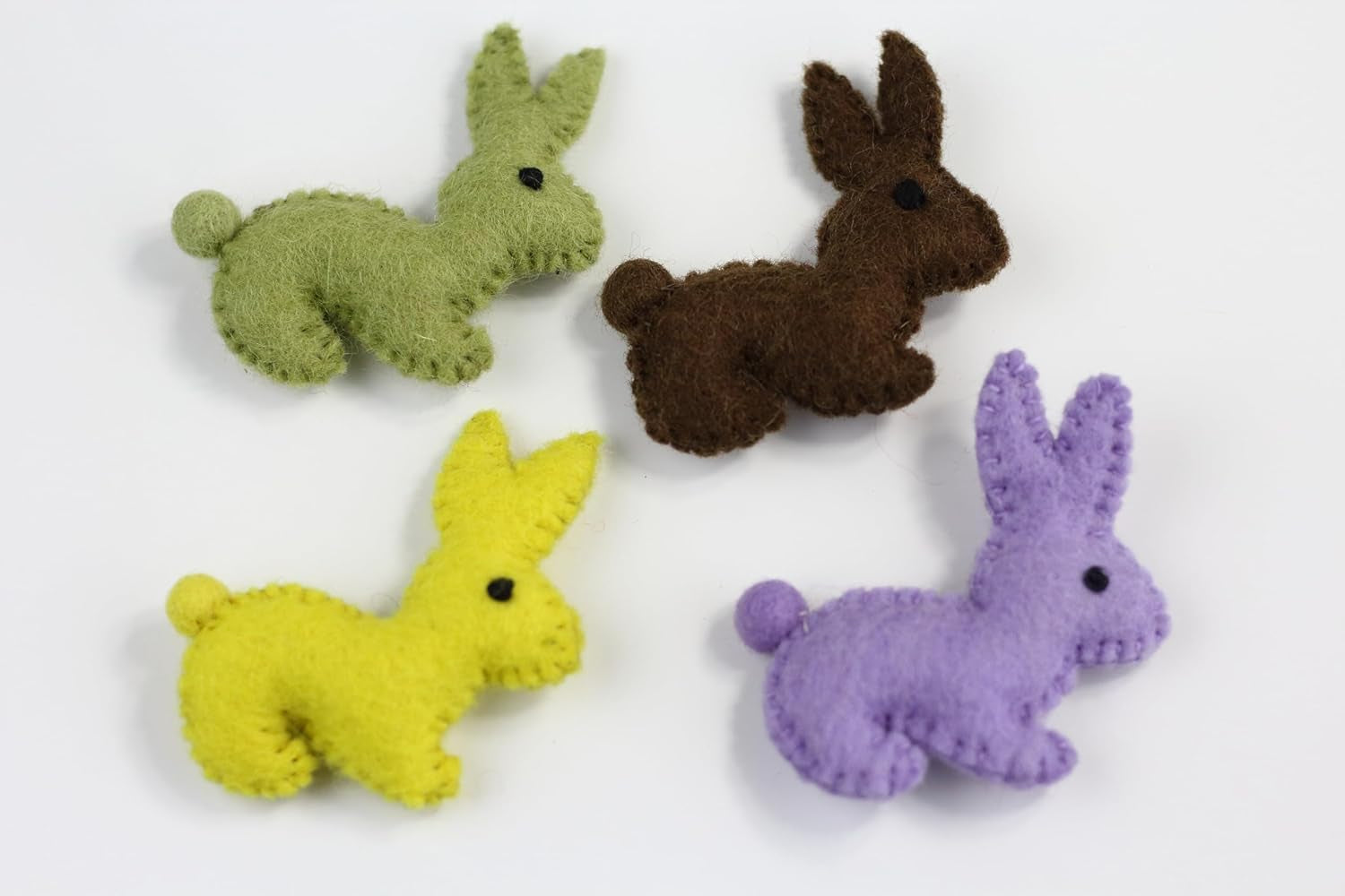 Wool Felt Decor for Spring Handcrafted in Nepal Made from 100% Sheep Wool from New Zealand (Chocolate Bunny Pk/4)