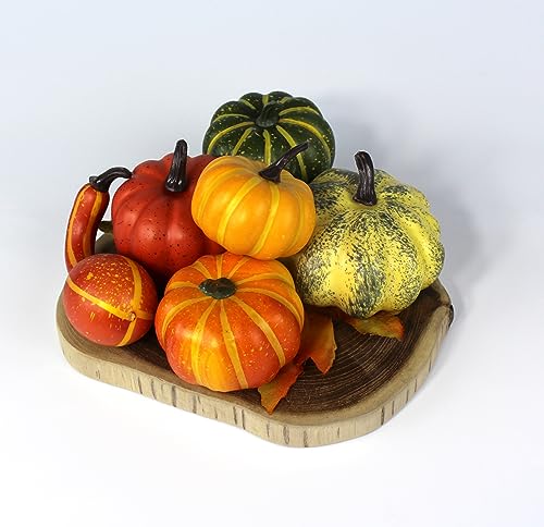 BD Crafts Artificial Pumpkin. 6 pcs Mix Colored Pumpkin in a net Bag Comes with 2 pcs of Leaf.