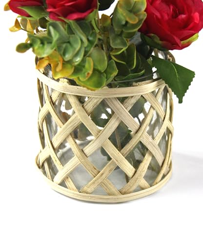 Cane Wrapped Glass vase and Candleholder - Size 4inch (4INCH Tapered)