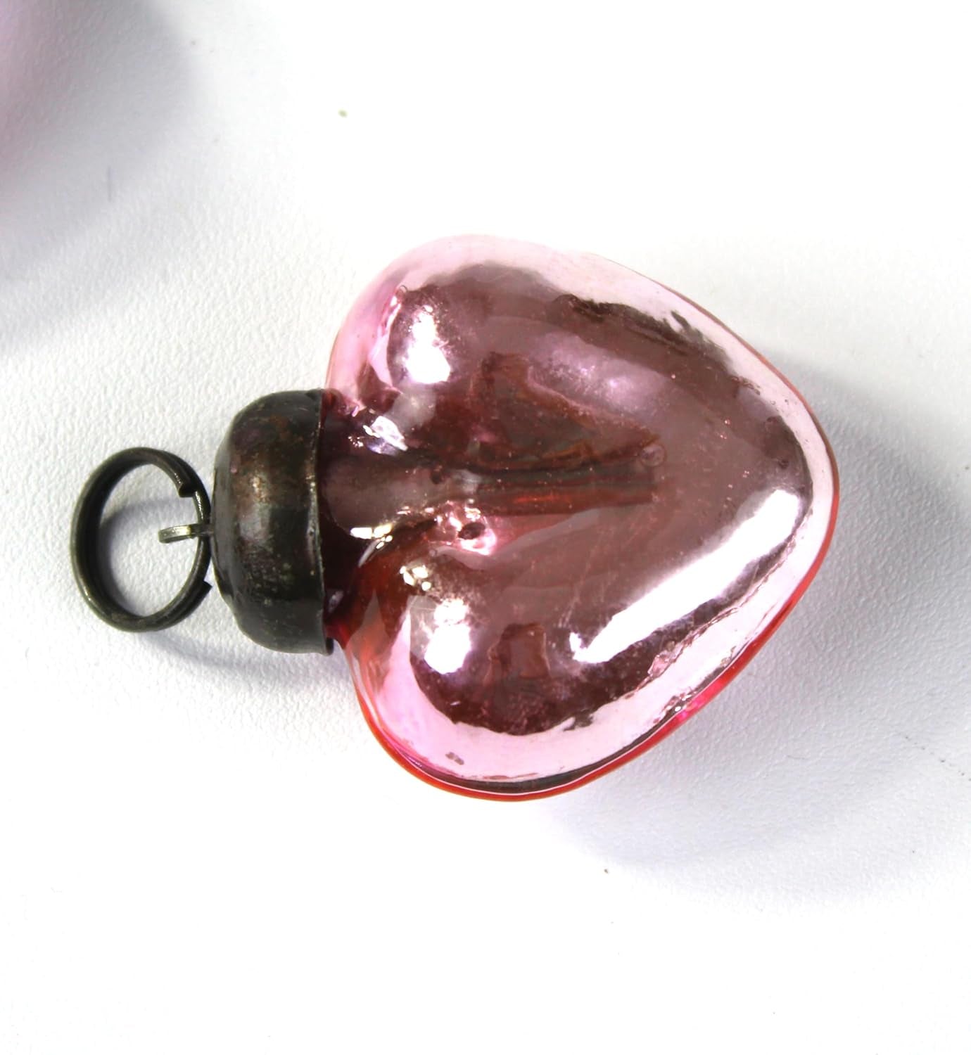 Mini Mercury Glass Ornaments - Sets of 12 Ornaments - Size 1.5 Inches (Pink Heart Shape)