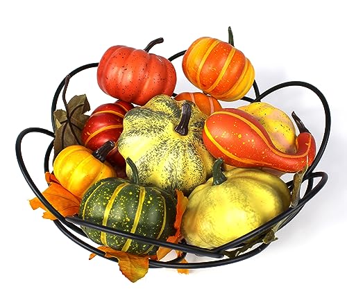 BD Crafts Artificial Pumpkin. 6 pcs Mix Colored Pumpkin in a net Bag Comes with 2 pcs of Leaf.