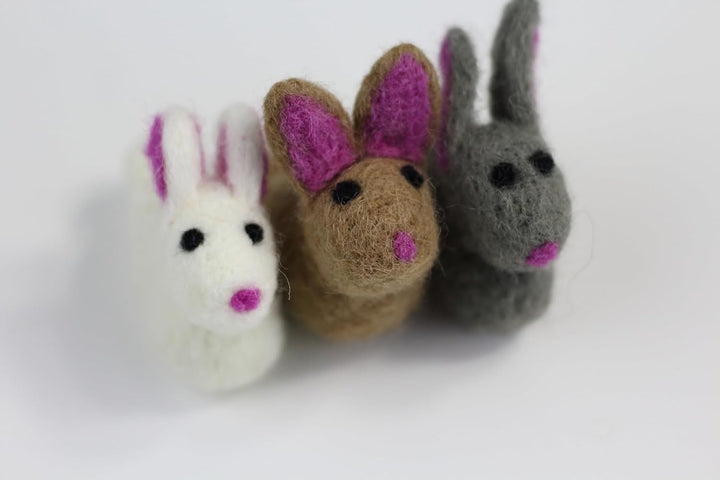 Wool Felt Decor for Spring Handcrafted in Nepal Made from 100% Sheep Wool from New Zealand (Brown Bunny Pk/4)