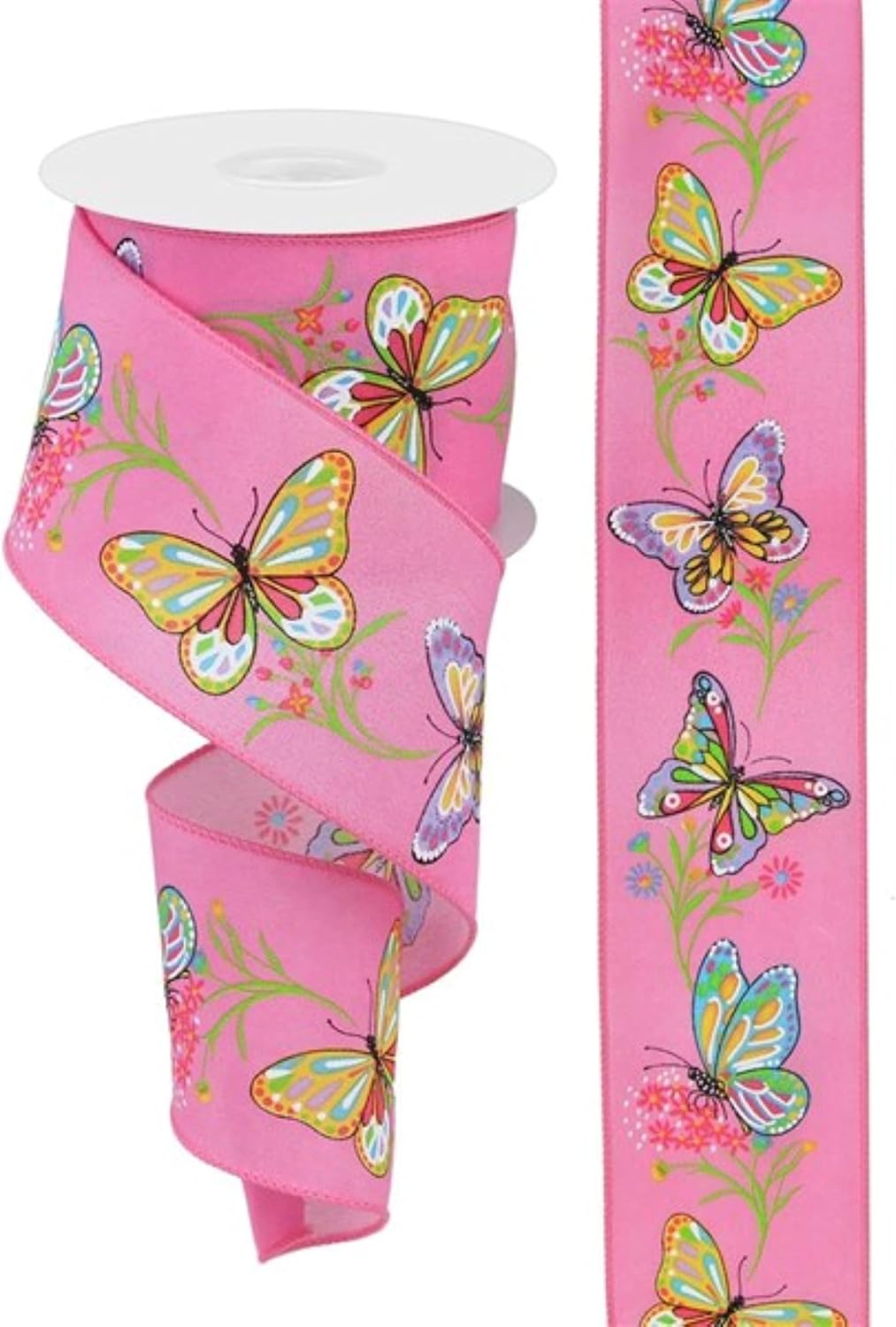 Butterflies & Branches Wired Edge Ribbon,  Dark Lavender size- 2.5'' x 10 yard