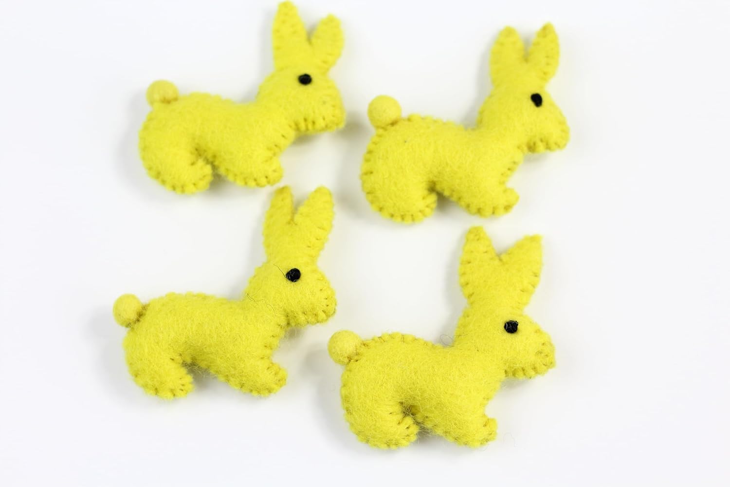 Wool Felt Decor for Spring Handcrafted in Nepal Made from 100% Sheep Wool from New Zealand (Yellow Bunny Pk/4)