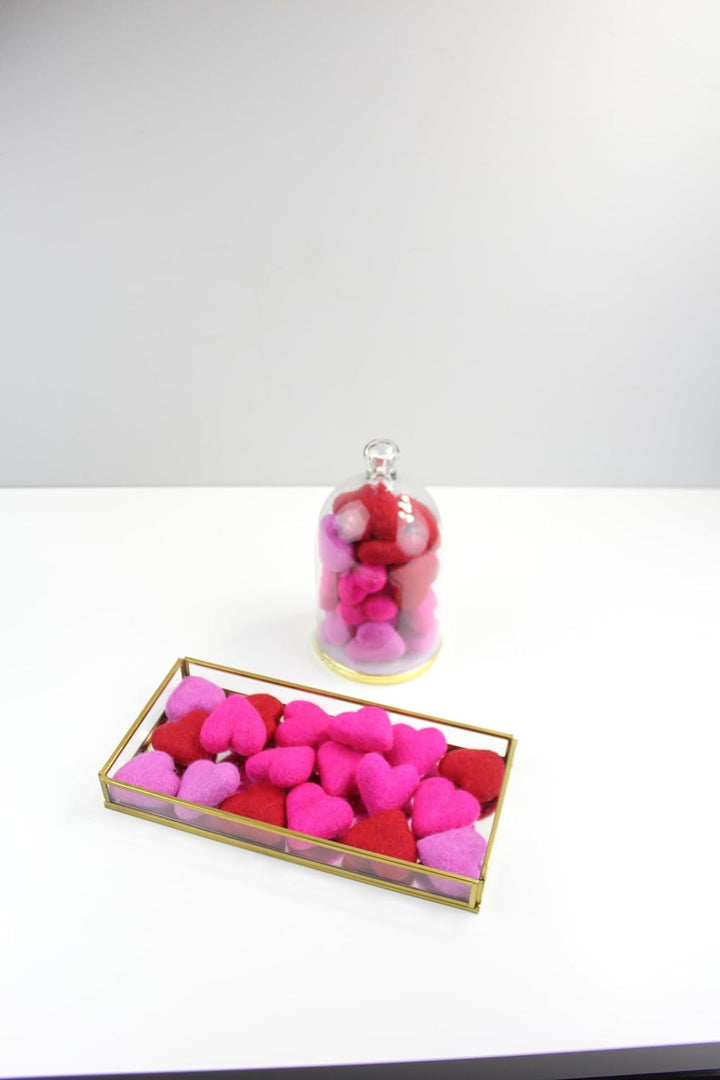 Wool Felt Heart Hand Crafted in Nepal - Made from 100% Sheep Wool from New Zealand (Hot Pink Hanging Heart Pk/6)