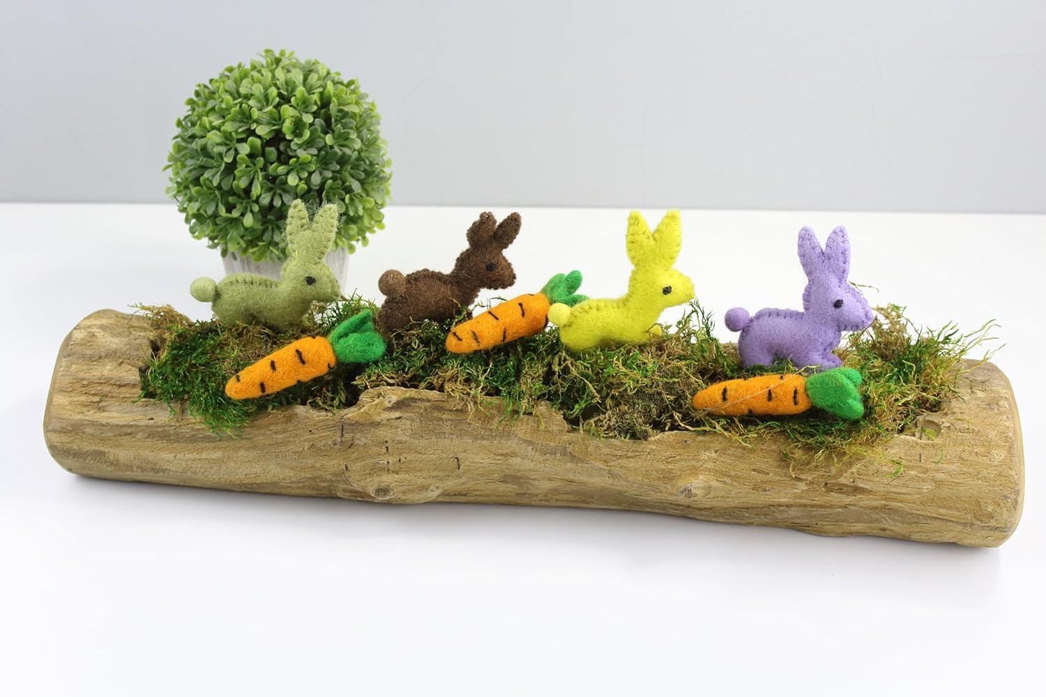 Wool Felt Decor for Spring Handcrafted in Nepal Made from 100% Sheep Wool from New Zealand (Chocolate Bunny Pk/4)