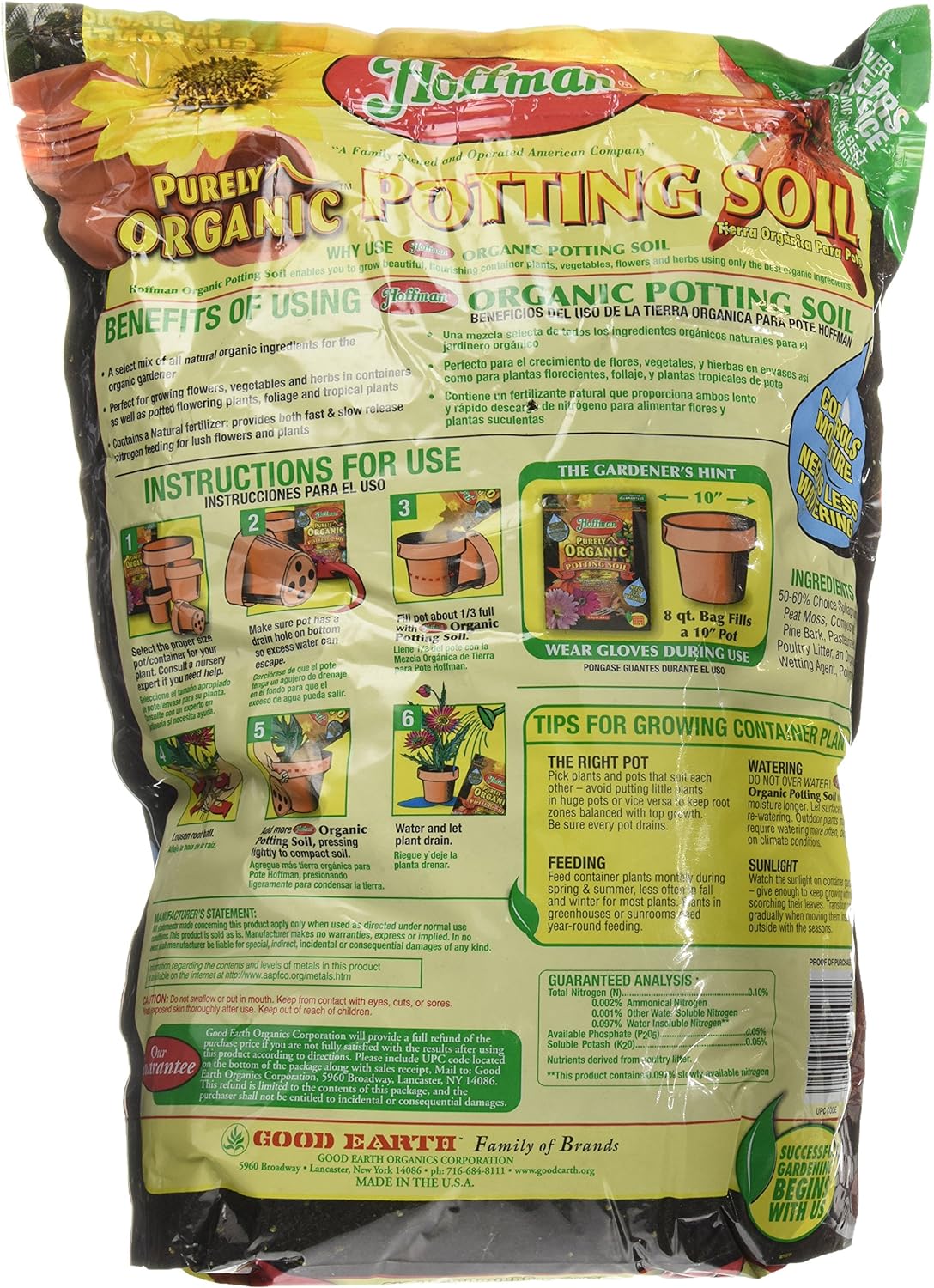 Hoffman 12508 Organic Potting Soil, 8 Quarts