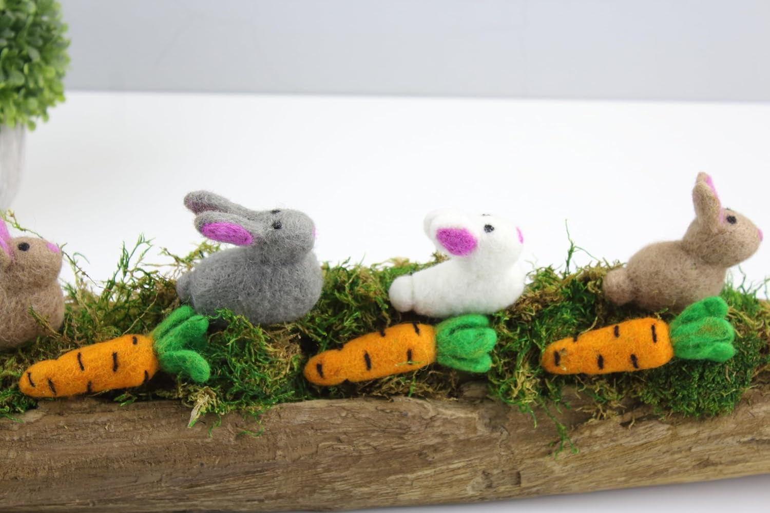 Wool Felt Decor for Spring Handcrafted in Nepal Made from 100% Sheep Wool from New Zealand (Brown Bunny Pk/4)