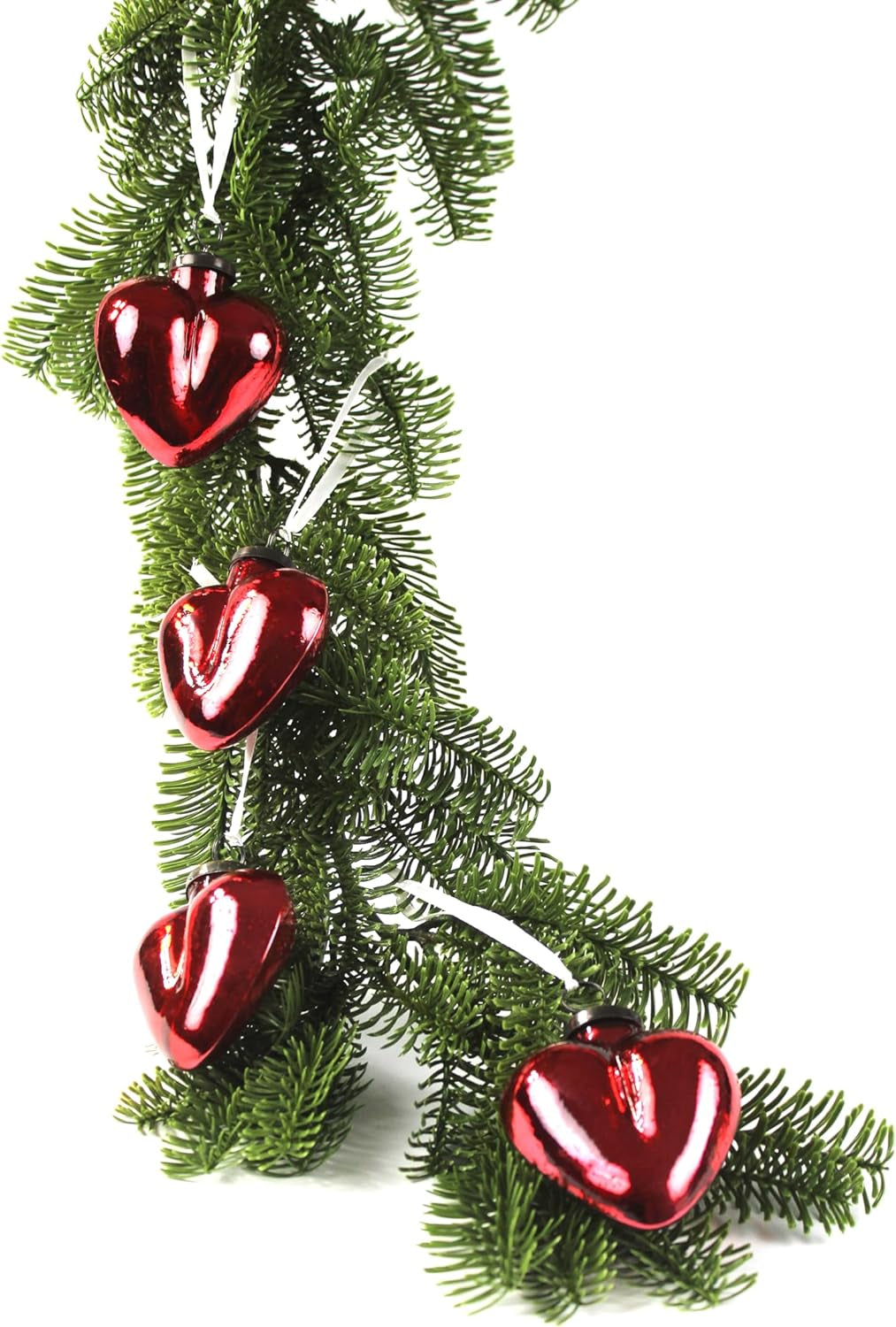 Mercury Glass Ornaments - Size 3 Inches - in a Set of 12 Ornaments. Handcrafted (3In Red Heart Set of 4)