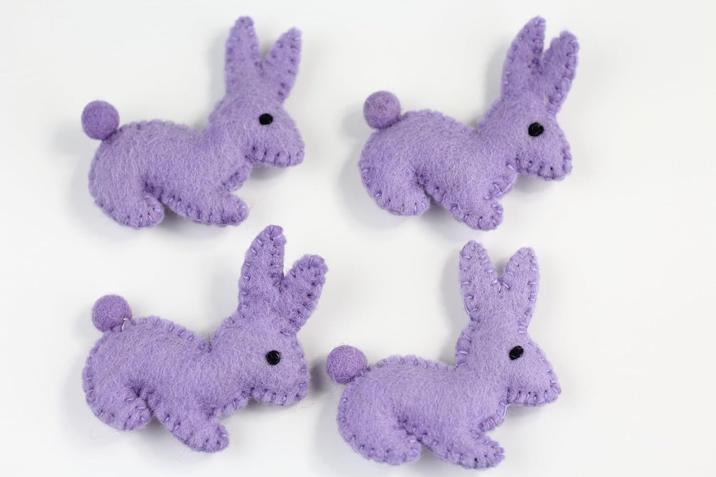 Wool Felt Decor for Spring Handcrafted in Nepal Made from 100% Sheep Wool from New Zealand (Purple Bunny)