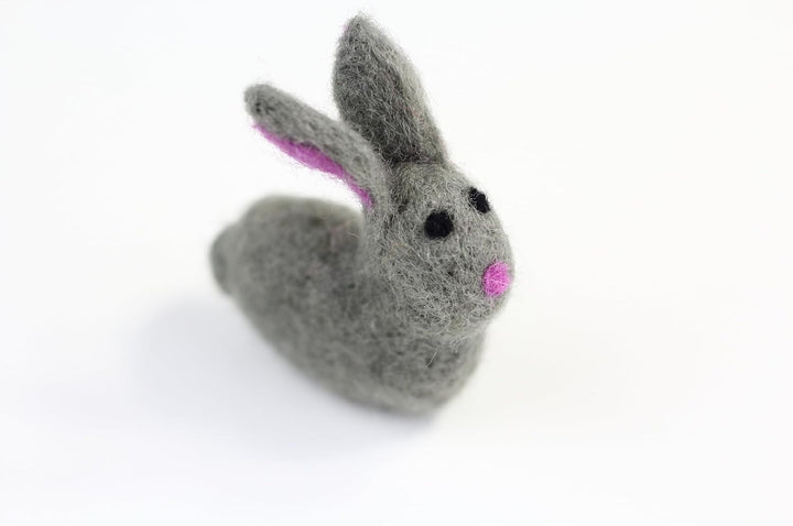 Wool Felt Decor for Spring Handcrafted in Nepal Made from 100% Sheep Wool from New Zealand (Grey Bunny Pk/4)