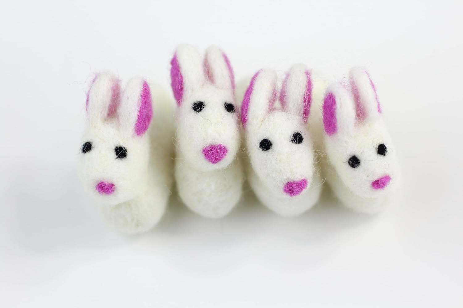 Wool Felt Decor for Spring Handcrafted in Nepal Made from 100% Sheep Wool from New Zealand (White Bunny Pk/4)