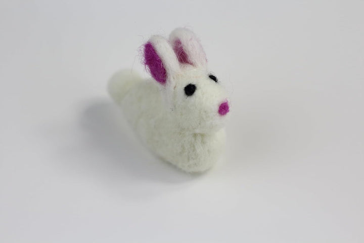 Wool Felt Decor for Spring Handcrafted in Nepal Made from 100% Sheep Wool from New Zealand (White Bunny Pk/4)