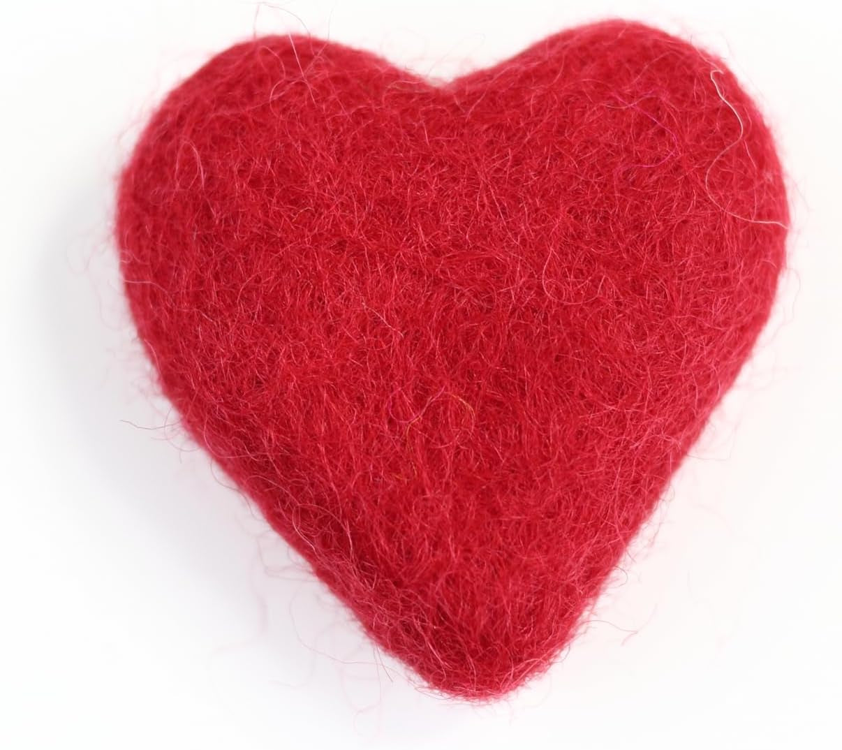 Wool Felt Heart Hand Crafted in Nepal - Made from 100% Sheep Wool from New Zealand (Red Heart. Pk/6)