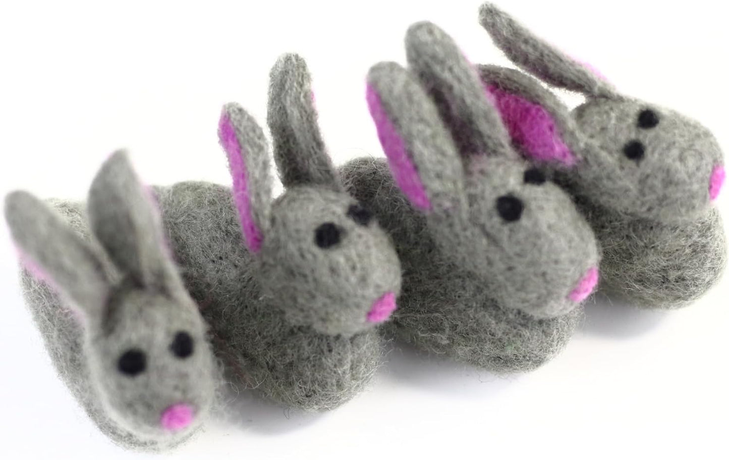 Wool Felt Decor for Spring Handcrafted in Nepal Made from 100% Sheep Wool from New Zealand (Grey Bunny Pk/4)