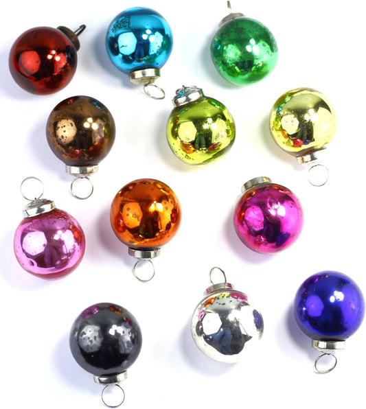 2In Antique Glass Ornaments Sets of 12 Ornaments (Multi Color)