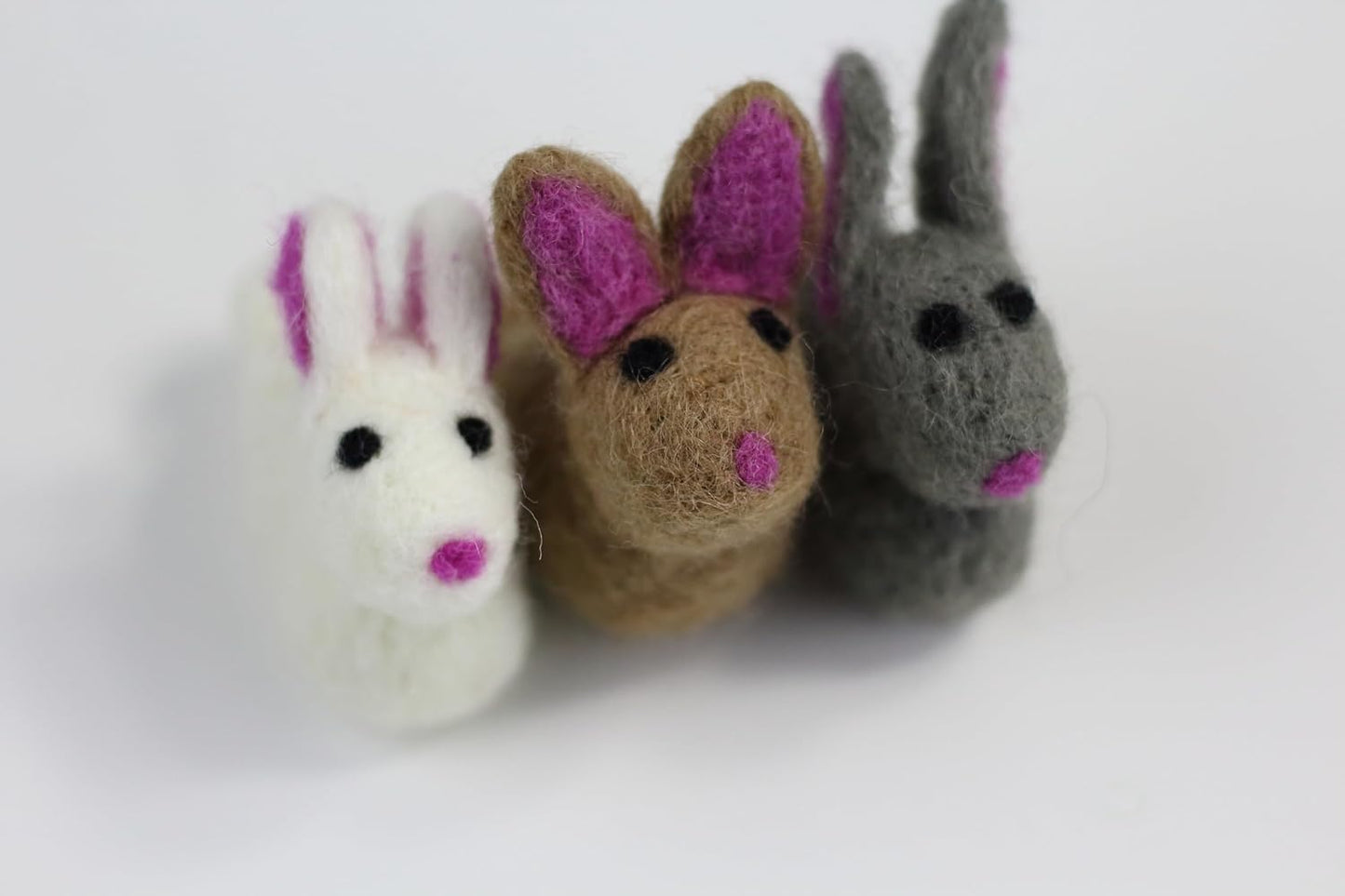 Wool Felt Decor for Spring Handcrafted in Nepal Made from 100% Sheep Wool from New Zealand (Grey Bunny Pk/4)