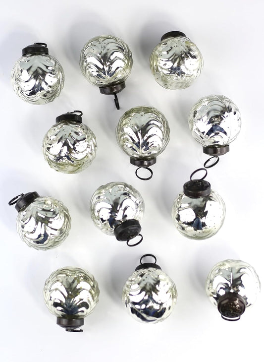 2In Antique Glass Ornaments Sets of 12 Ornaments (Shiny Silver)