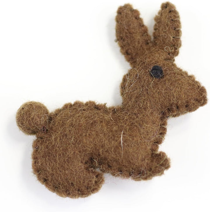 Wool Felt Decor for Spring Handcrafted in Nepal Made from 100% Sheep Wool from New Zealand (Chocolate Bunny Pk/4)